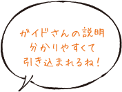 ガイドさんの説明が分かりやすくて引き込まれるね！