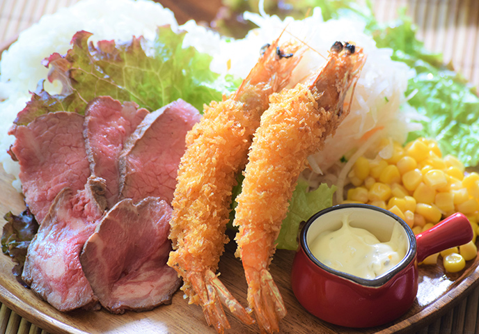 天使の海老フライ&ミスジローストビーフ1,969円