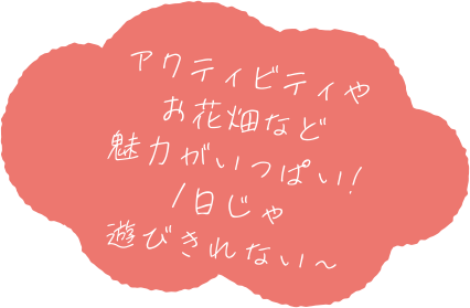 アクティビティやお花畑など魅力がいっぱい!1日じゃ遊びきれない~